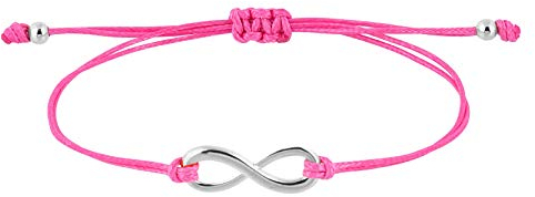 StarAppeal Unendlichkeit Infinity Liebe Freundschafts Armband, Unendlichkeits Armband mit Perlen in Silber und Gold, Größenverstellbar, Mädchen, Damen Armband, Handmade (Pink-Silber)