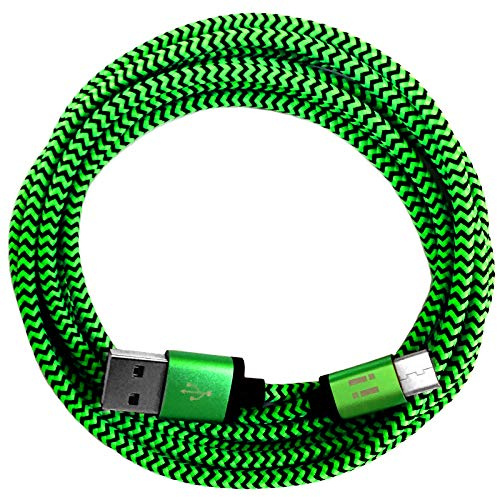 i! - 2m Premium Nylon USB-C Schnellladekabel Datenkabel für Handy Tablet Smartphone - grün