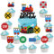 Train Cake Toppers für Jungen, 25 Stück Transport Cupcake Topper, Verkehr Alles Gute zum Geburtstag Kuchen Dekorationen für Geburtstagsfeier, Eisenbahn Zug Kreuzende Themen Party Dekorationen
