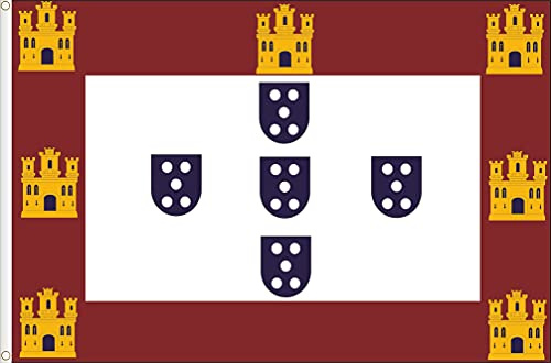 BANDERA DEL REINO DE PORTUGAL S XV, CALIDAD RASO PREMIUM. TAMAÑO GRANDE 150X120 CM