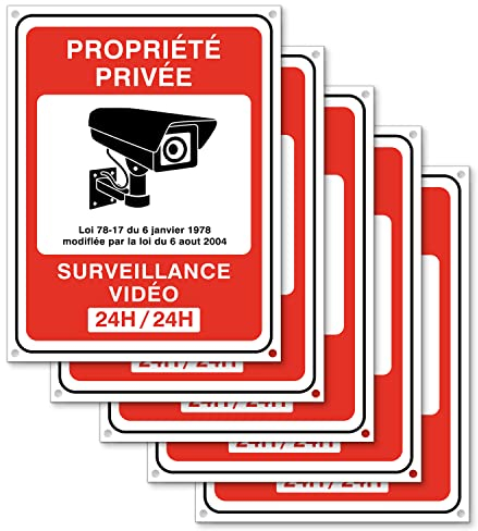 TK THERMALKING Vidéo surveillance panneau - Panneaux de sécurité Plaque Alarme pour propriété privée - Signalétique en plastique 20x15cm (5)