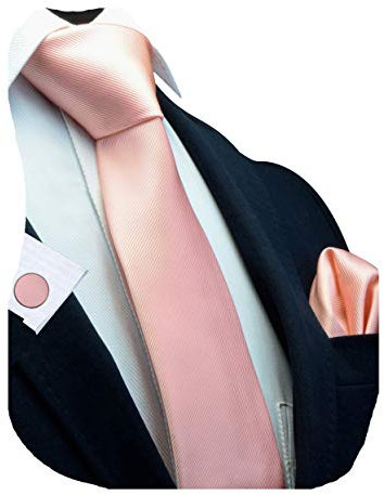 Gusleson Men's Fashion Necktie With Cufflinks and Pocket Square Rose Gold Ties for Men Wedding Tie Sets (UK0789-23)