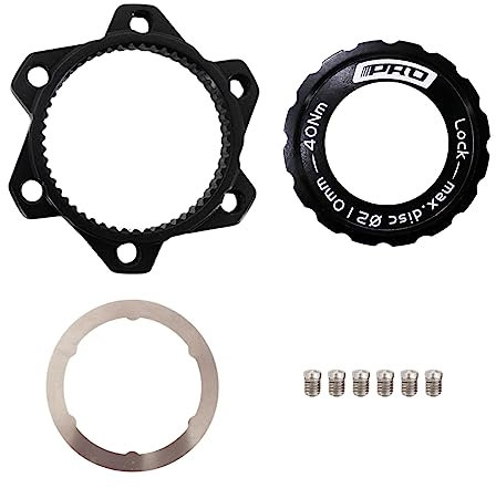 DJC Centerlock to 6 Bolts Rotor Adapter with Lockring, Bike Adapter for Centerlock Convert to 6 Bolts Rotor Disc MTB Road Bike (black)