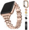 Fullmosa Edelstahl Metallarmband Kompatibel mit Apple Watch Series 9 8 7 41mm Series SE 6/5/4 40mm, Series 3/2/1 38mm, stilvolles schlankes Damen iwatch Armbänder mit Gehäuse, Roségold