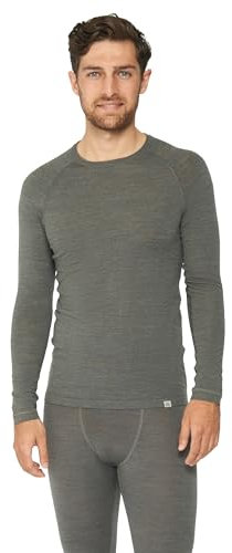 DANISH ENDURANCE Base Layers Men, Long Sleeve Thermal Tops Men, Merino Wool, Thermals Men, Warm Winter Thermal Underwear, with or Without a Zipper, Dark Grey, M