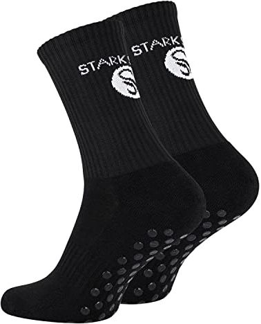 STARK SOUL Rutschfeste Sportsocken - Fußball Socken mit Anti-Rutsch-Sohle, für Damen und Herren | Schwarz | Größe: 35-38