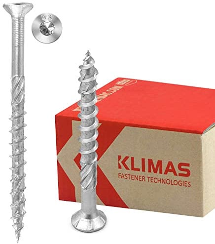 KLIMAS Viti per legno - Torx set - Testa Svasata Piana - Viti multiuso - viti legno - Viti autofilettanti per legno - Bianco Zinco viti per legno torx - set viti da 6x60 mm 100 pezzi
