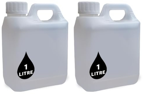 PowerChem 2 x 1L Jerry Can Bottle Container + 38mm Cap - For Storage of Liquids Chemicals Food Stuff Fuel NATURAL