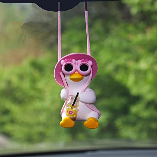 Labstandard Schwingende Ente Auto Zubehör zum Aufhängen Dekoration Spiegelaufhängung für Auto Innenausstattung Niedlich Klein Schaukel-Ente Dekor Hausdekoration Geburtstagsgeschenk