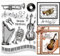 GLOBLELAND Vintage Musik Klare Stempel Für Karten Basteln Retro Musikinstrumente Silikon Klare Stempel Siegel Für Karten Basteln DIY Scrapbooking Foto Journal Album Dekoration