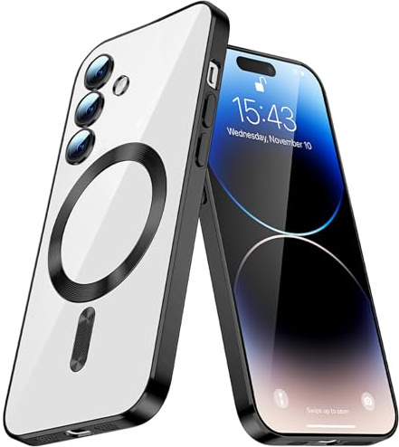 QIWEIQING Samsung Galaxy Note 10+ Magnetische Hülle Kompatibel mit MagSafe, Kabellosem Laden Stoßfest Handyhülle Schutzhülle Kratzfeste Klar Rückseite für Galaxy Note 10 Plus. Black YIX