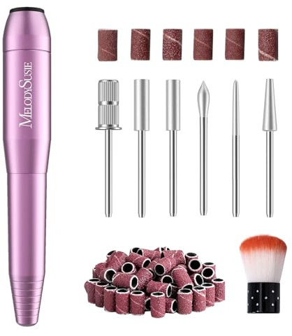 MELODYSUSIE PC120I Nail Drill 20000RPM E File for Beginners, Compact Electric Nail Files Portable Nail Drill Machine Manicure Pedicure Set for Acrylics Nails (Rose)