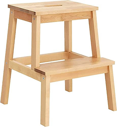 Klappbarer Tritthocker, kleine Fußhocker, Holzleiter, Treppenregal, Trittleiter, Eiche, verbreitert, Multifunktions-Sicherheitsschuhbank, Küche, Innenbereich, Ascend Home (Holzfarbe)