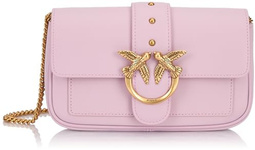 Pinko Love One Pocket C Vitello Seta, Borsa Donna, Wwgq_lilla-antique Gold, Taglia unica