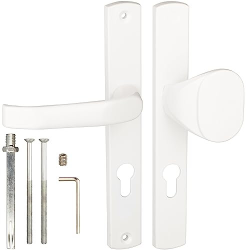 Gamar Türgriff und Türknauf 72 mm Weiß Satz – Profilzylinder Türgriffe - Drückergarnitur Gartentor - Türklinken Set - Türklinke – Türdrückergarnitur - Türgriff Gartentor – Türdrücker