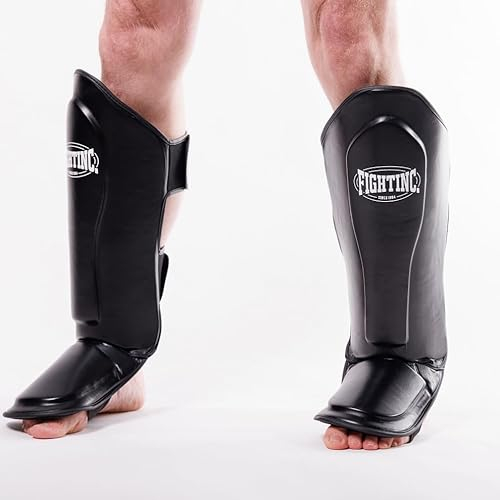Fightinc. Schienbeinschützer Muay Thai Pro - ideal für Muay Thai MMA Kickboxen Kampfsport Training (L/XL, schwarz)