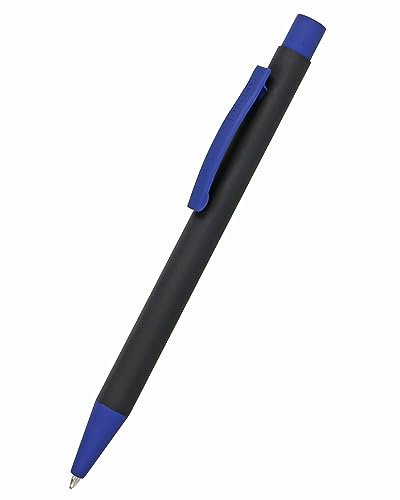 Online Kugelschreiber Soft Metal, Druckkugelschreiber aus Aluminium, auswechselbare Großraum-Mine, Schreibfarbe blau, dokumentenecht, Black'n Blue mit Softtouch Feeling, Metallclip