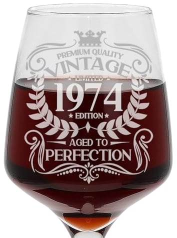 Always Looking Good 51st Birthday Gift Vintage 1974 Aged to Perfection Engraved Large Wine Glass Present for 51 Year Old Etched 400ml Wine Glass