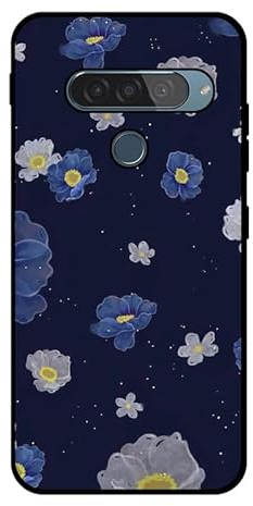 KARTXITAI Hülle Kompatibel mit LG G8s ThinQ, Stoßfeste Schutzhülle mit Weiche Silikon Bumper Case Handyhülle Anti-Kratzt Leichtes Matt Finish Rückseite - Blaue und weiße Blumen
