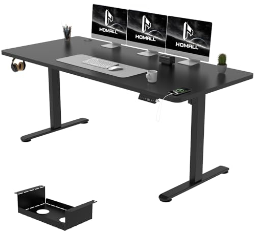 Homall Höhenverstellbarer Schreibtisch 180x80 cm, Elektrischer Schreibtisch mit Vierteilige Tischplatte, Computertisch mit Memory Funktion,Standing Desk