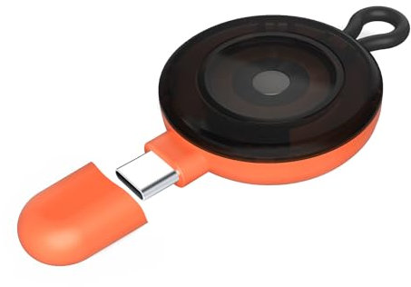 Chargeur Apple Watch Portable Compatible avec Series 9/8/7/6/5/4/3/2/1/SE/Ultra/Ultra 2, Magnétique USB-C pour 38mm 40mm 41mm 42mm 44mm 45mm 49mm (Orange Transparent)