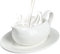 1/2 Sets Sauciere mit Untertasse – Sauciere aus Porzellan, weißer Soßenkrug mit Untertasse, Ständer, Ausgießer mit Griff für Soße, zum Erwärmen von Soßen, Salatdressings, Milch, spülmaschinenfest