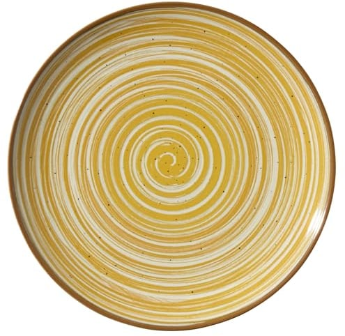 METRO Professional Plato llano de Cerámica de Gres Madleen, 26 cm, Amarillo Con Borde Oscuro, Resistente al Calor, Golpes y Rayones, Apilable