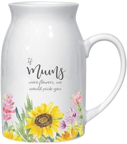 Personalised Sunflowers Ceramic Jug Vase Gift - Ideal Mother's Day Gift for a Special Mum, Mam or Mummy