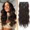 BARSDAR Clip in Haarverlängerung, 50CM Lang Wellig Braun Haarextension Clip in 6PCs Voller Kopf Dickes Synthetisches Extensions Haarteil Für Damen (Dunkel Braun)