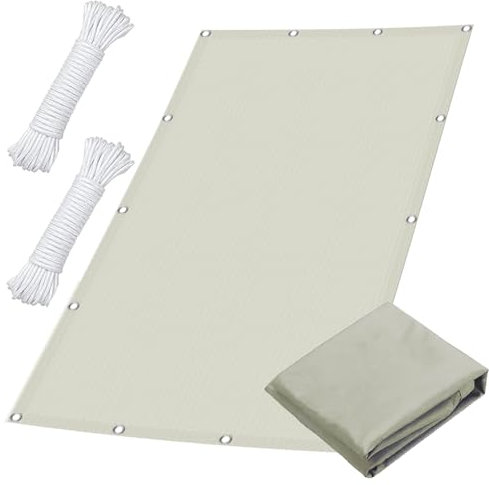 Tenda a Vela Ombreggiante 6 x 8 m Ombreggiante Impregnato 98% Anti Raggi UV Vela Ombreggiante Tenda da Sole con Fune e Anello O per Pianta Animale Orto Esterno, Beige