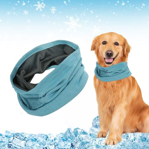 Hunde Halstücher Kühlend, Kühlhalsband für Hunde, Atmungsaktiv Wärmeableitung Kühlende Bandana Hund, Kühlung Kragen Hund,Hundehalsband Kühlend, Geeignet für Kühlhunde im Sommer (Blau-L)
