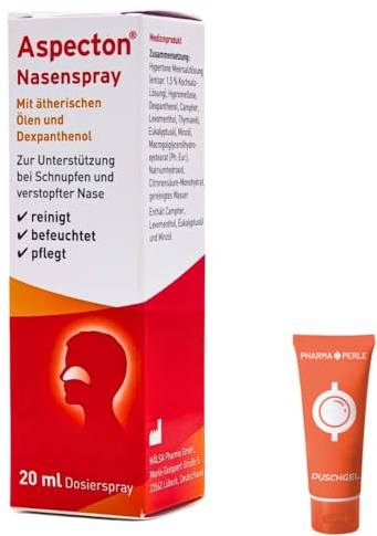 Aspecton Nasenspray 1x 20 ml I mit 1,5% Kochsalz-Lösung I bei Schnupfen und verstopfter Nase I mit Meersalz, Dexpanthenol und ätherischen Ölen I Schnupfenspray I Spar-Set plus Pharma Perle give-away