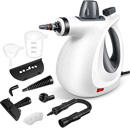 Dampfreiniger Boden mit 11 Teilen Zubehör, 1050 W Dampfreiniger Handgerät für den Hausgebrauch, 230℉ Dampfreiniger für alles Boden Polstermöbel Fugen Autositzen und Vorhängen