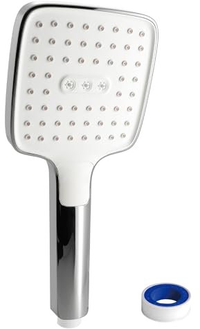 Vancoco Handbrause mit 3 Strahlarten und Knopfbedienung – Wassersparender Duschkopf mit Antikalk-Funktion, Einstellbare Handdusche für 3 Modi