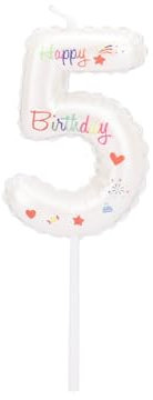 Bolosa Geburtstagskerzen Zahlen 5, Kerze 5. Geburtstag, Geburtstagskerzen Luftballons, Geburtstagskerzen Kinder, Geburtstagskerzen fürTorte, Birthday Candles, Geburtstagskerzen Zahlen Weiß