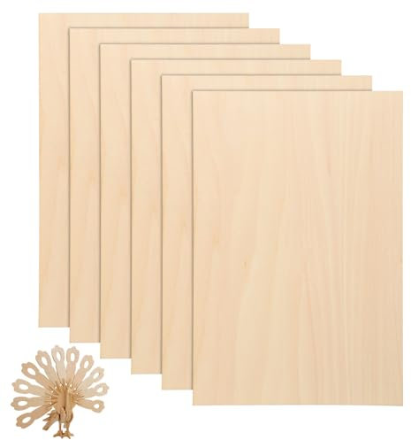 6 Piezas Tablero Contrachapado, Contrachapado 2mm, Contrachapado 30 X 20 cm, Madera Contrachapado, Tablero Madera, para Decoración Del Hogar, Manualidades, Pintura, Tallado en Madera, Proyectos Láser