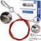 Abreisseil für Anhänger, 1 Set, 1 Meter x Ø 2,5 mm Stahlseil mit Karabiner und Doppelring, 250 kg Bruchlast, in Rot, für alle Arten von gebremsten Anhängern und Wohnwagen, ummanteltes Fangseil AHK