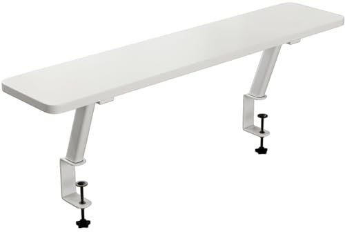 KUOYTT Clamp-on Desk Extender, Ergonomic Computer Monitor and Laptop Riser, Printer Stand, Versatile Desktop Organizer, for Table Accessories, Gaming Devices(Bianco,60 * 20 * 22cm)