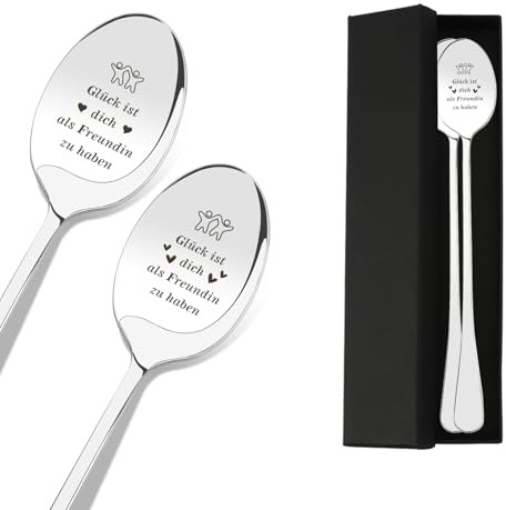 JoyrnalK Silber Löffel für Freundin, 1 Stück, Rostfreie Stähle, 19x3 cm, Geschenk für Freundin, Beste Freunde, Weihnachten, Geburtstag