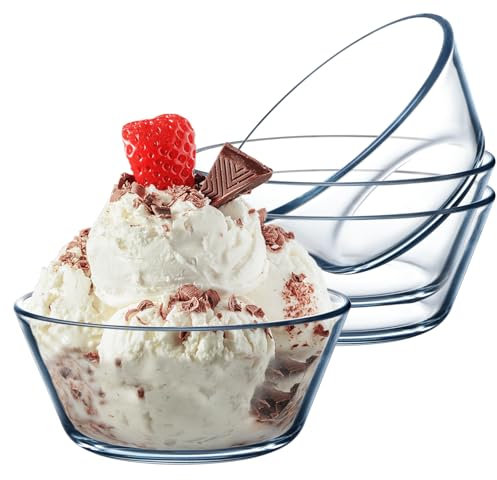 NUTRIUPS 4 Stück Mini Glasschalen im Set, 400ML Glasschüssel Salatschüssel 11.5cm Glas Dessertschalen Glas,Kleine Gehärtetes Glas