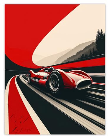 Artery8 Retro Futuristic Race Car Dynamic Sport Track Man Cave Extra Large XL Wall Art Poster Print