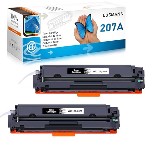 LOSMANN 207A W2210A Mit Chip Toner Kompatibel für HP 207A 207X W2210X Ersatz für HP Color Laserjet Pro MFP M283fdw M255dw M282nw M283fdn M255nw (2er-Pack, Schwarz)