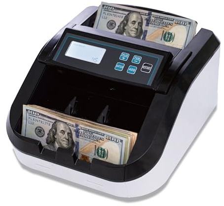 Oukeyer H-308 Contador de billetes máquina contador de billetes modo lotes contador de billetes pantalla LCD UV/MG/IR Detección valor contador/añadir+valor/agregar+modo por lotes, 1100 piezas/min