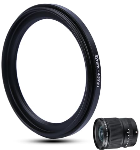 Metall Step-Down Ring Filter Adapter - 52mm auf 43mm - Metallring Step-Down Adapter für Filter, kompatibel mit Allen 43mm UV, CPL, ND-Filtern, Objektivhauben, gewindegedrehten Objektiven usw