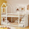 Merax Wooden Bunk Beds for Kids, 3FT Loft Bed with Storage Ladder and Guard Rail, Single Bed with Slatted Frame, Space-Saving Kids Bed Treehouse Canopy Design, White, 90x190 cm (No Mattress)