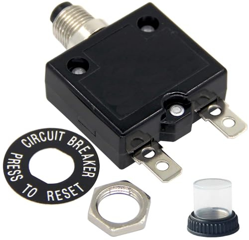 MiJunHD 12A Manuell Rücksetzbarer Schutzschalter, 98 Type 125/250VAC Druckknopf Reset Schnellverbinden Schalter Überstrom Überlastschutz Leistungsschalter & Wasserdichter Tastenabdeckung (1Stück)