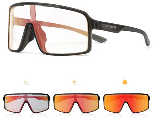 RTUOHUIN Fahrradbrille Selbsttönend für Herren Damen Photochromatische Sport Sonnenbrille UV400 Schutz Klar Rennrad Brille TR90 Rahmen Schnelle Radfahren für Radsport,Laufen,Outdoor-Sport
