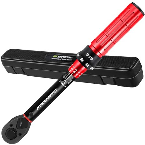 ATsafepro Clé Dynamométrique 1/4'',Clef Dynamometrique 3–25 Nm / 44,3–221,3 lbf·in,Précision ±3%, Bidirectionnelle, 72 Crans, pour Entretien Vélo et Moto