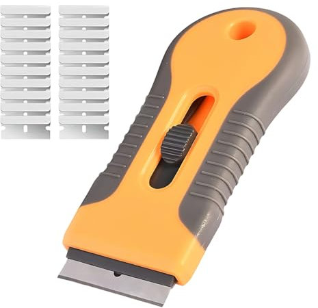 KYLOS Raschietto Piano Induzione Professionale 20 Lame Di Ricambio Raschietto Vetroceramica Vetro Con Vetrocemica Integrate Nel Raschietto Per Vetro,Raschietto Stabile Con Impugnatura In Abs,Raschiett