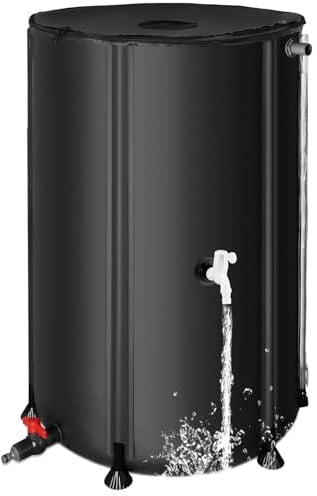 Collapsible Rain Barrel Water Collection System -380L Portable Water Storage Tank,Foldable Rainwater Collect System Downspout, Water Catcher Container with Filter, Spigots&Overflow Kit,Black